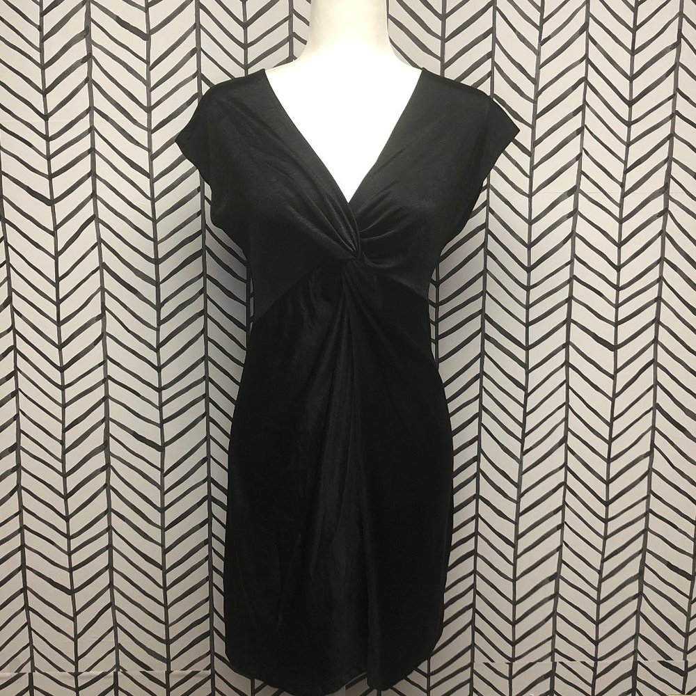 H&M Black Front Knot V-Neck Dress